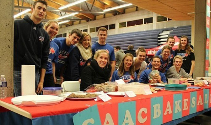 Simon Fraser University student athletes are holding bake sales at home basketball contests this fall.